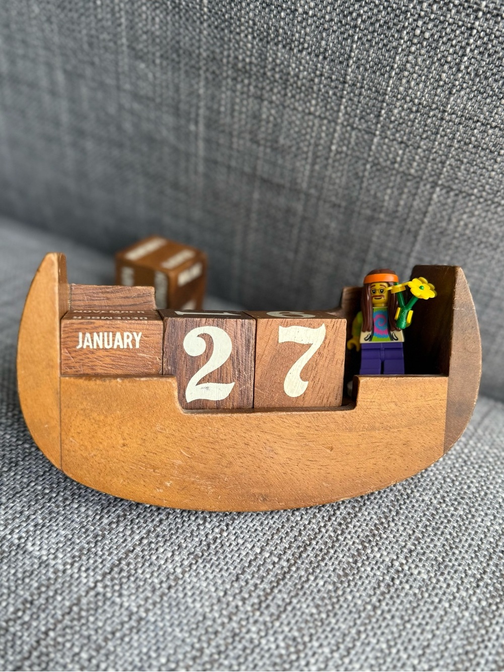 MCM Vintage Wood Perpetual Desk Calendar